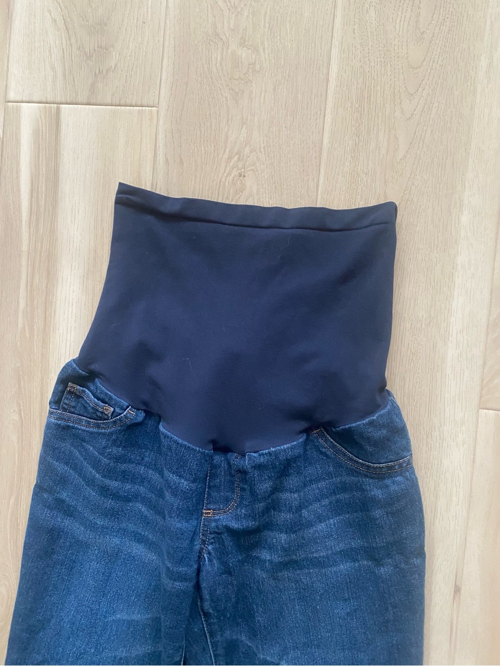 Indigo Blue Dark Blue Flare Maternity Jeans with Black Waistband - Picture 2 of 2